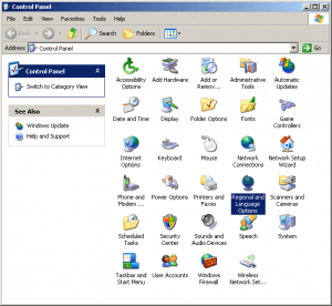 Windows XP control panel: languages support