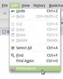Screenshot of the Edit menu in Firefox