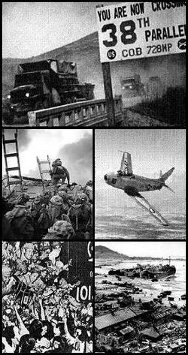 A montage of images from the Korean War
